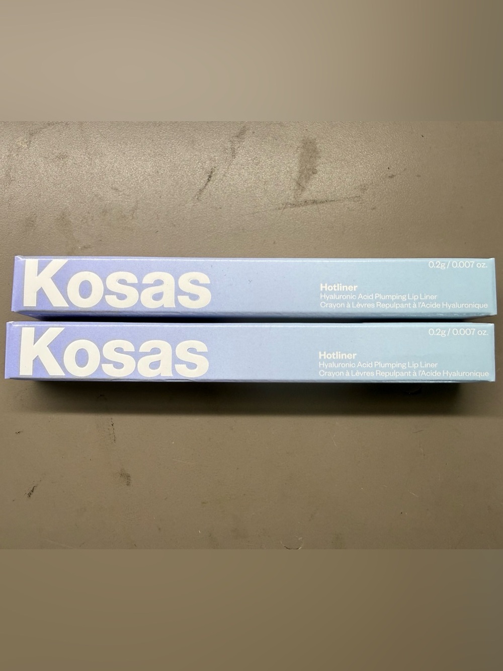 New 2X Kosas Hotliner Max Hyaluronic Acid Plumping Lip Liner Warm Pink Beige.